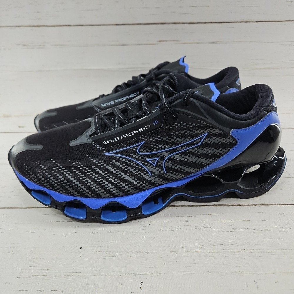 Mizuno Wave Prophecy 12 Shoes Mens Size 12 Black Blue Running Sneakers 411387
